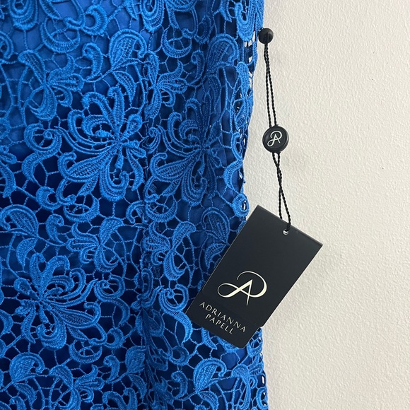 Adrianna Papell Lace Cap Sleeve Dress Blue Size 8 - Elegant Party Dress - Picture 5 of 8